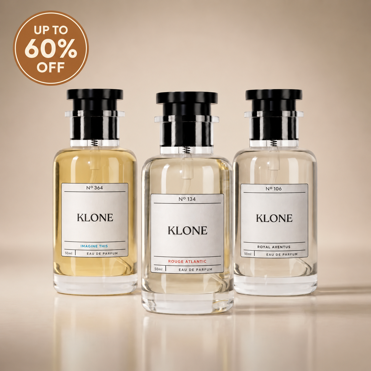 Klone Scents Collection: Imagine This, Rouge Atlantic, and Royal Aventus, up to 60% off